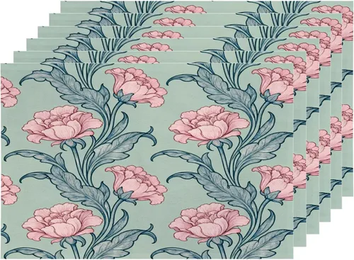 Miniatura 36 de Shrahala Hermosos manteles individuales de flores de rosas, hermosas flores, elegantes manteles de lino de arpillera lavable, aislamiento térmico