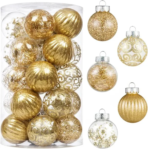 Miniatura 17 de XmasExp Juego de 8 adornos de bolas de Navidad grandes, plástico transparente inastillable, esferas colgantes para árbol de Navidad, relleno