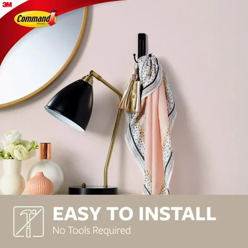 Miniatura 2 de Command Ganchos de pared grandes, ganchos de pared colgantes sin daños con tiras adhesivas, ganchos de doble pared sin herramientas para colgar