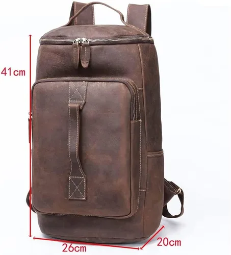 Miniatura 2 de Mochilas retro para laptop, mochilas clásicas de cuero vintage de 15.6 pulgadas, mochilas de cuero para laptop de gran capacidad, mochila de viaje