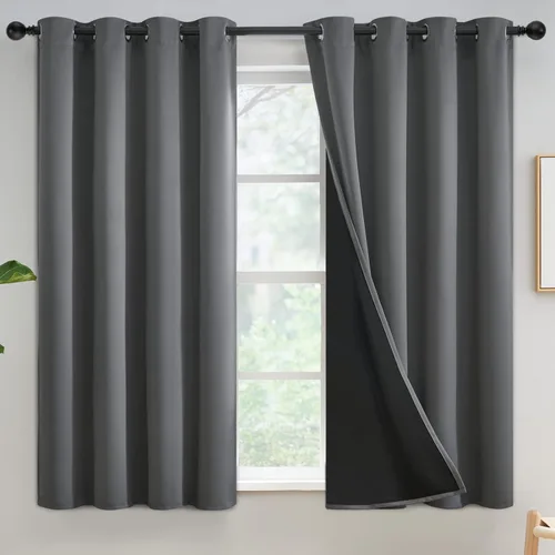 Miniatura 276 de Yakamok Cortinas negras, cortinas de ventana con aislamiento térmico y eficiencia energética para dormitorio, cortinas opacas completas y cortinas