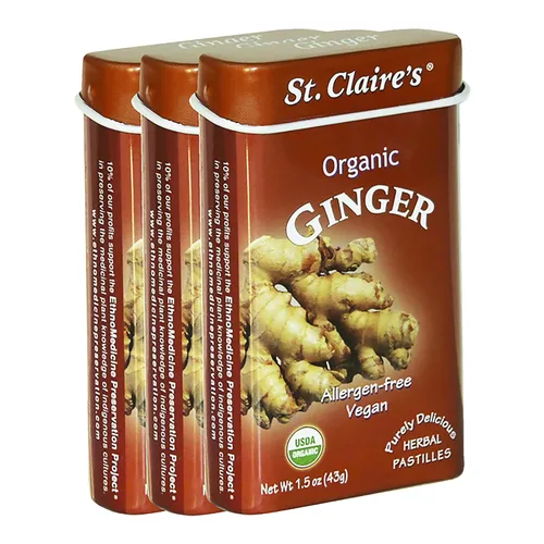 Miniatura 13 de Pastillas Herbales Orgánicas de St. Claire, (Jengibre, lata de 1.5 onzas, paquete de 3) Sin gluten, veganas, sin OMG, a base de plantas, sin