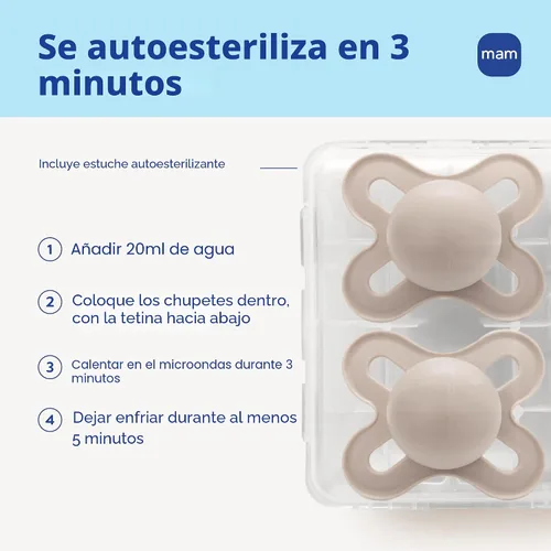 Miniatura 4 de MAM Original Start - Chupetes mate para bebé, Binky para 0-3 meses, pezón de silicona sin BPA, fácil de limpiar, lo mejor para bebés recién nacidos