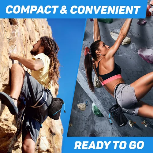 Miniatura 7 de Bolsa de tiza para escalada en roca - Accesorios de equipo para regalos de escalada en roca - Cinturón de enganche rápido, bolsillos grandes