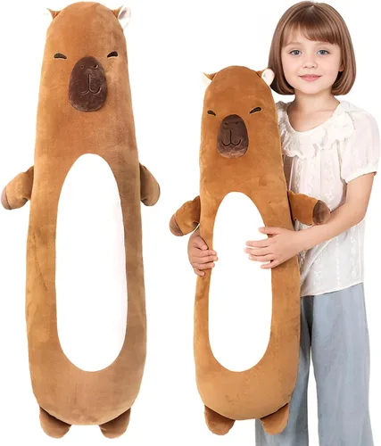 Miniatura 3 de Tianmihou - Almohada de peluche larga de 36 pulgadas con capybara, juguete grande, capybaras de peluche kawaii, peluches suaves gigantes