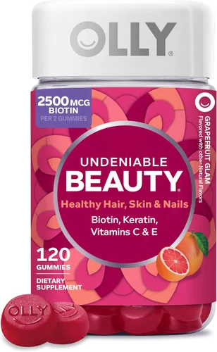 OLLY Undeniable Beauty - Gomitas de belleza para cabello, piel y uñas saludables; con biotina, vitaminas C y E, queratina; suplemento masticable,
