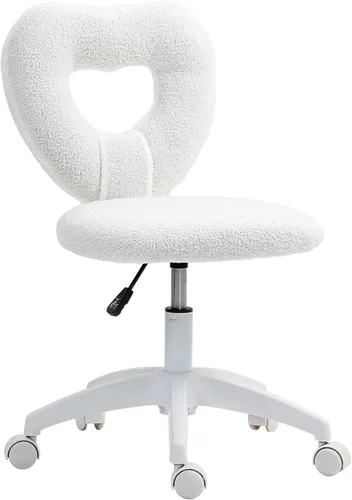 HOMCOM Linda silla de escritorio para oficina en casa sin brazos, silla de trabajo de computadora de altura ajustable, moderna silla de tocador de