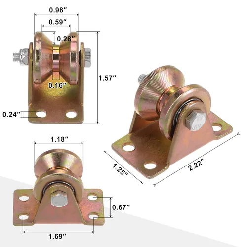 Miniatura 2 de HARFINGTON 4 piezas ruedas de rodamiento de 1.2 pulgadas con ranura en V para puerta corredera, ruedas de rodamiento rígidas con soporte para riel