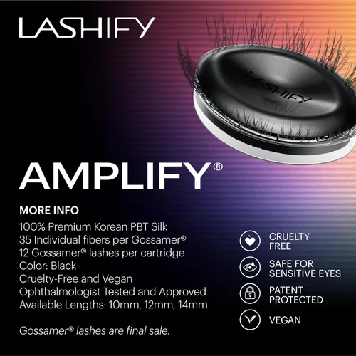 Miniatura 6 de Lashify Amplify - Recambio de extensiones de pestañas Gossamer de 0.394 pulgadas, color negro, pestañas postizas fáciles para un aspecto natural