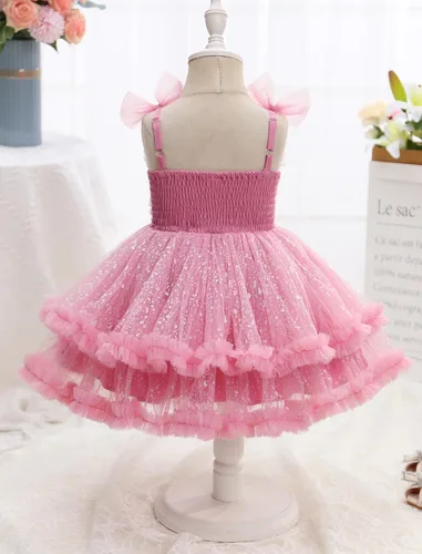 Miniatura 138 de IMEKIS Vestido de princesa de cumpleaños para niña pequeña, confeti brillante, bohemio, arco iris, pastel, sesión de fotos, traje para 1-6T