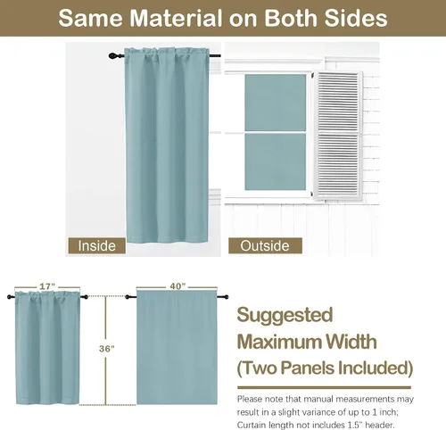 Miniatura 2 de OVZME Cortinas opacas turquesa para tratamiento de ventanas pequeñas, cortinas cortas con bloqueo de luz para ventana de cocina sobre el fregadero