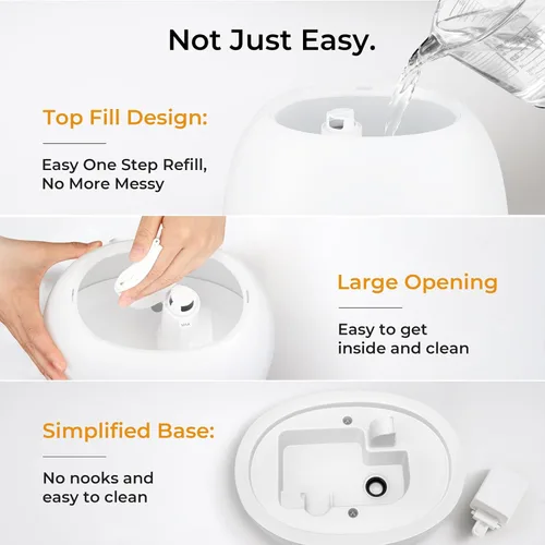 Miniatura 7 de BOXING - Humidificadores de llenado superior para dormitorio para bebé con control remoto fácil, humidificador de aire de niebla fría de 20dB Luz