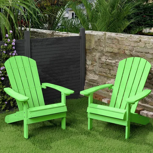 Miniatura 50 de YEFU Silla Adirondack de plástico resistente a la intemperie, sillas de patio con instalación fácil en 5 pasos, se ve exactamente como madera real