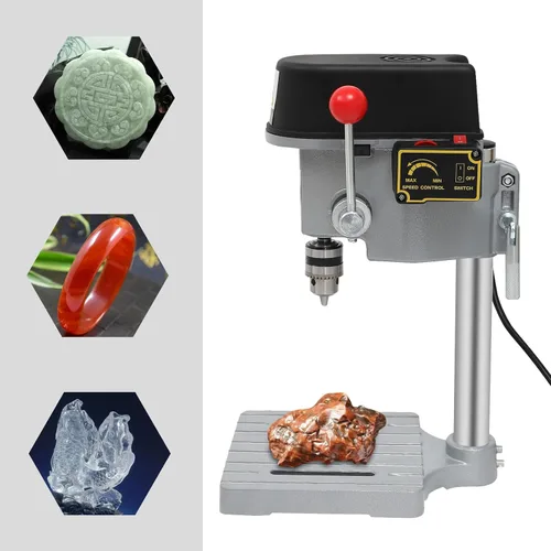 Miniatura 7 de Prensa de taladro eléctrico de 110 V 340 W, mini perforadora, taladro compacto de banco para perforar tablero de madera y plástico y tablero