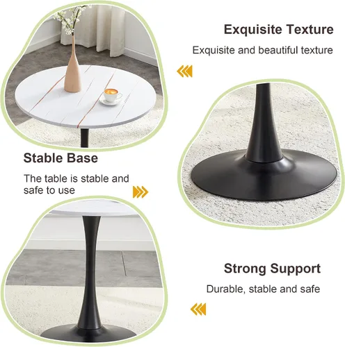 Miniatura 5 de Mesa redonda de cocina y sillas para 4, mesa de comedor redonda pequeña con sillas de gamuza de tela, juego de mesa de bistró de 32 pulgadas