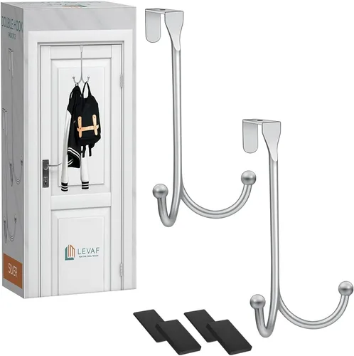 Miniatura 11 de Paquete de 2 ganchos para colgar sobre la puerta, con 3 cabezales para colgar y almohadillas de ajuste cómodo, 2 ganchos resistentes para colgar