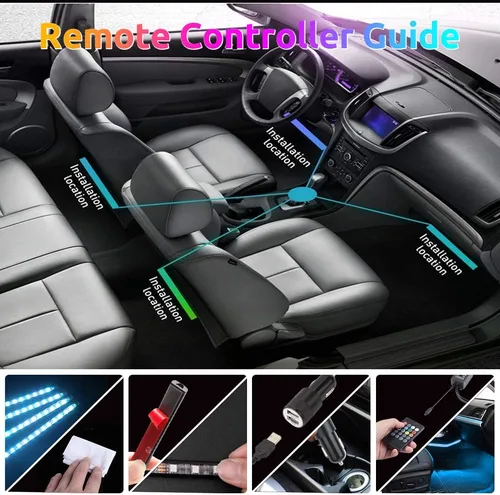 Miniatura 7 de Luces LED para interior de coche, tiras decorativas, atmósfera, ambiente, kits de iluminación