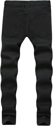 Miniatura 2 de Glstbv Pantalones de mezclilla ajustados de hip hop con agujeros rasgados para hombre, elásticos, ajustados y desgastados