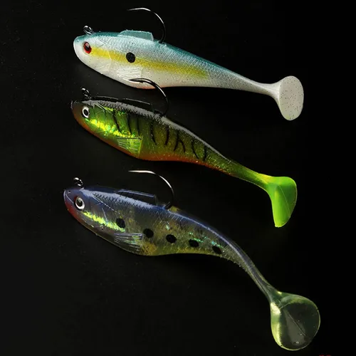 Miniatura 4 de Señuelos de Cabeza de Plomo Pre-Aparejados de Cola de Paleta Swim Shad 3PCS 4" 1oz Cebo Suave de Plástico Swimbait para Agua Dulce y Salada