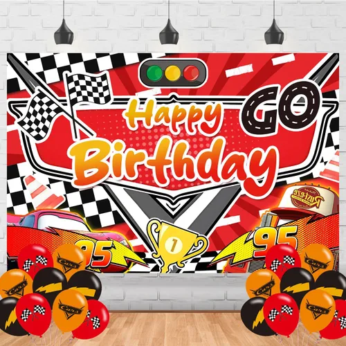 Cartel de feliz cumpleaños para automóvil con rayos, cartel para decoración de fiesta temática de automóvil de dibujos animados, suministros de