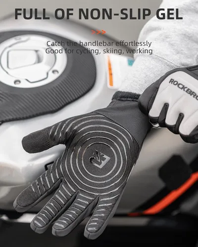 Miniatura 5 de ROCKBROS Guantes de ciclismo de invierno para hombre, guantes térmicos para correr para clima frío, guantes de esquí de invierno, guantes de nieve