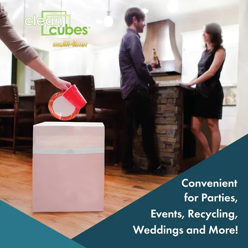 Miniatura 6 de Clean Cubes Botes de basura emergentes desechables de 13 galones (paquete de 3, multi-forro) con bolsas ajustadas – Contenedores plegables de basura
