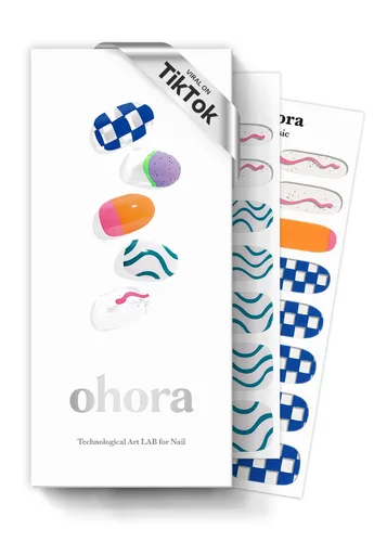 ohora Tiras de uñas de gel semicuradas (N Snatched), azul, estampadas, funcionan con cualquier lámpara UV/LED, calidad de salón, larga duración, N
