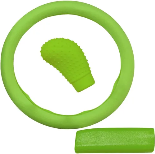 Miniatura 10 de Juego de 3 fundas de silicona antideslizantes para volante de automóvil, freno de mano y palanca de cambios, protector universal de decoración