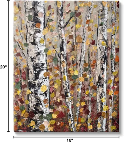 Miniatura 11 de Stupell Industries "Hojas abstractas de árboles de abedul de otoño", arte en lienzo, 16 x 20 pulgadas, fácil de colgar y resistente, fabricado