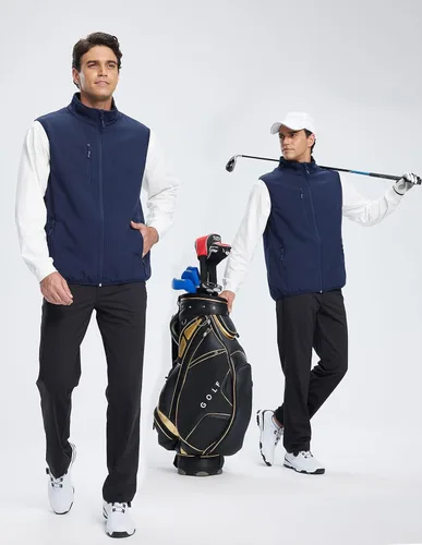 Miniatura 5 de Chaleco Softshell para hombre, forro polar, resistente al viento, sin mangas, para viajes, senderismo, pesca, correr, golf