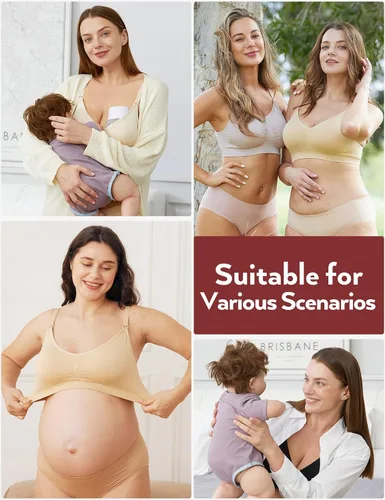 Miniatura 5 de HOFISH Sujetador de lactancia de maternidad para lactancia materna, embarazo, cuello en V profundo, camiseta sin varillas, con extensores y clips