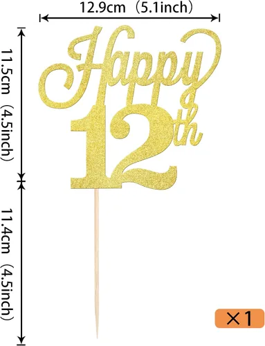 Miniatura 2 de 1 paquete de decoración para pastel de 12 años, purpurina negra número 12, doce cumpleaños, decoración para felicitaciones a 12 años de edad, 12