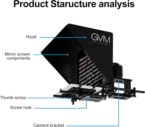 Miniatura 2 de GVM Teleprompters para iPad Tablet DSLR Cámara portátil de 18 pulgadas con control remoto y aplicación, construcciones de aluminio sólido