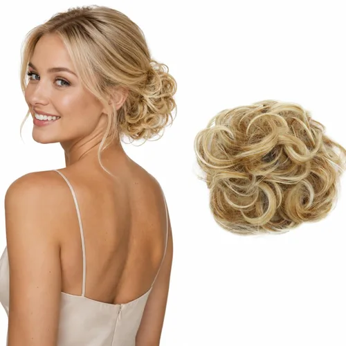 Miniatura 31 de CAISHA Postizo Grande Scrunchy Recogido Peinado Nupcial Rizado Moño Despeinado Marrón Chocolate Oscuro G2E