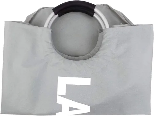 Miniatura 5 de Mziart Bolsa para lavandería plegable con manijas de aleación para universidad, campamento y el hogar, Tela, gris, L