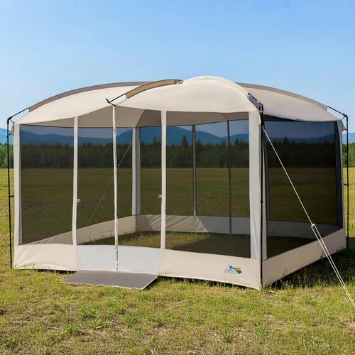 Miniatura 10 de Tienda de Campaña Screen House de 13 x 9 pies, Gazebo de Malla con 2 Puertas Magnéticas, Pantalla de Proyección Incluida, Carpa Refugio con Toldo