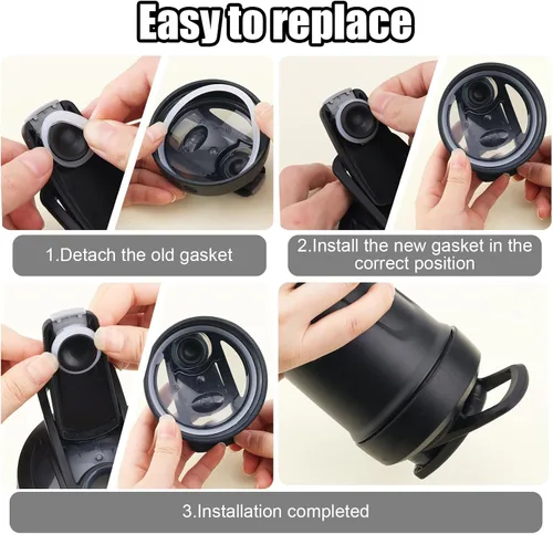 Miniatura 5 de Juego de 4 piezas de junta de tapa de repuesto para botella de licuadora, Strada Flip Shaker Cup Water Bottle Parts Accesorios con gancho, anillo