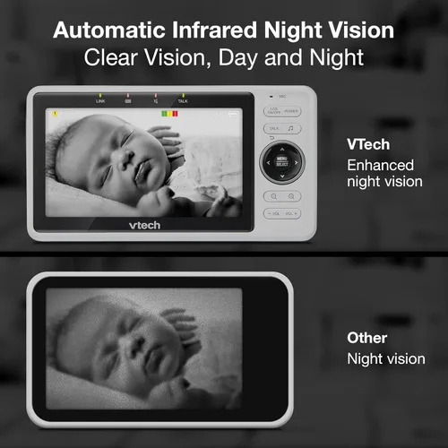Miniatura 12 de VTech Monitor de bebé WiFi inteligente de 2 cámaras con cámara FHD de 1080p y pantalla IPS HD de 5", aplicación gratuita con video de detección