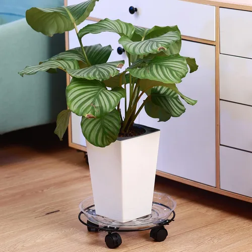Miniatura 6 de Paquete de 3 cajas grandes de metal para plantas de 13 pulgadas con ruedas, soporte rodante de hierro forjado resistente con ruedas para macetas