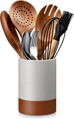 MALACASA Portautensilios, Portautensilios de Cocina de Cerámica de 5.5", Recipiente para Utensilios de Cocina para Encimera, Organizador de