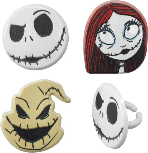 Miniatura 5 de DecoPac Anillos de The Nightmare Before Christmas, decoraciones de cupcakes con Jack, Sally y Oogie Boogie, paquete de 24