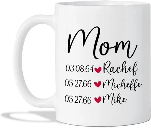 Miniatura 19 de Tazas de té personalizadas para mamá y 3 niños, tazas de café personalizadas para mamá, regalos para madre, taza madre personalizada con nombres