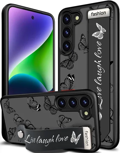 Miniatura 51 de Compatible para Samsung Galaxy S23 Funda Bonita con Correa Soporte Dedo Kickstand, Fundas de Silicona Geniales de Diseñador Funda Cover - Mariposa