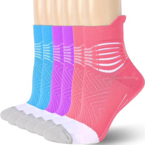 Miniatura 13 de Calcetines de compresión para el tobillo para mujer, con absorción Coolmax, deportivos y acolchados, alivio de la fascitis plantar, paquete de 2, 3