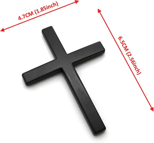 Miniatura 4 de PTDecals 1 calcomanía de metal sólido con emblema de cruz cristiana de Jesús para automóvil, decoración de guardabarros laterales (negro)