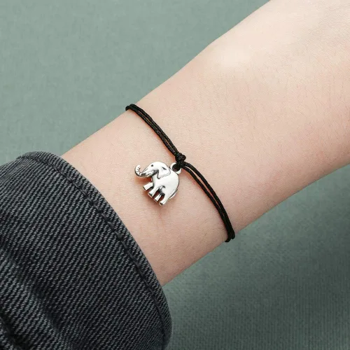 Miniatura 5 de Pulsera de amistad para mujer, diseño de elefante inspirador, ajustable, hecha a mano, color negro, rojo, con tarjeta de mensaje, regalo