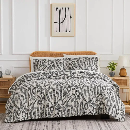 Miniatura 17 de Southshore Fine Living, Inc. Juego de edredón costero individual XL, edredón de plumón alternativo a rayas azules, tamaño individual XL con funda