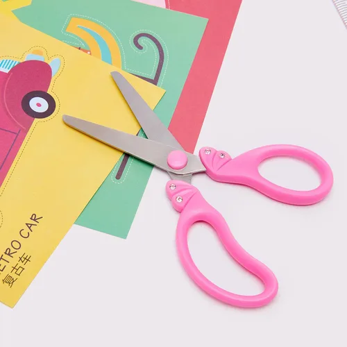 Miniatura 4 de PINK - Tijeras de seguridad con punta roma para niños, edades de 5 a 8 y 8 a 10 años para niñas Rosa