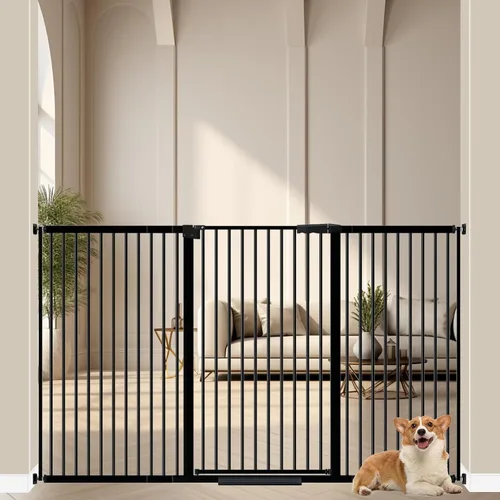 WAOWAO 40.55 pulgadas extra alta 1.37 pulgadas, espacio ultra estrecho de 61.61-69.49 pulgadas, puerta extra ancha para perros, mascotas, bebé, Negro