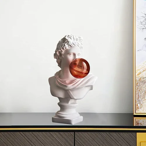 Miniatura 2 de Estatua griega de David Busto, esculturas de cabeza de resina, adorno para decoración de mesa de oficina en casa, estilo D